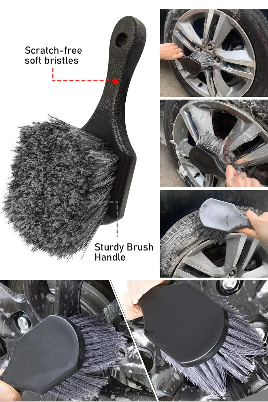 SEAMETAL Car Tire Wheel Rim Cleaning Brush Detailing Brushes Wash Tool Universal Wheel Tire Cleaning Accessories