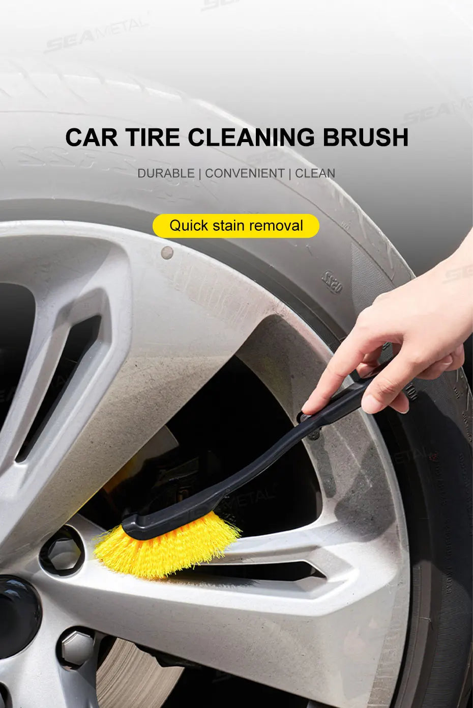 SEAMETAL Car Tire Wheel Rim Cleaning Brush Detailing Brushes Wash Tool Universal Wheel Tire Cleaning Accessories
