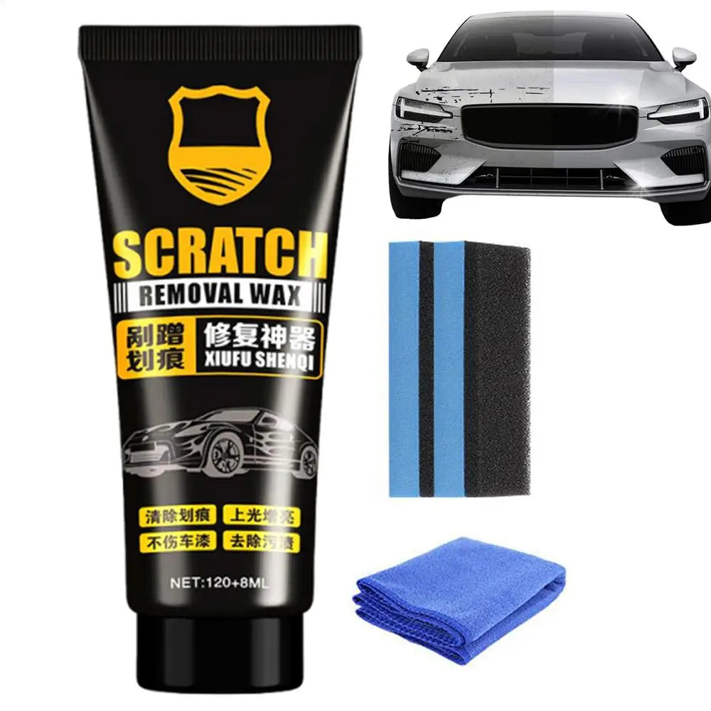 Car Scratch Remover Wax Paint Scratch Removal Wax Polishing Paste Sponge and Towel Included Sun Protection Automotive 120+8ml