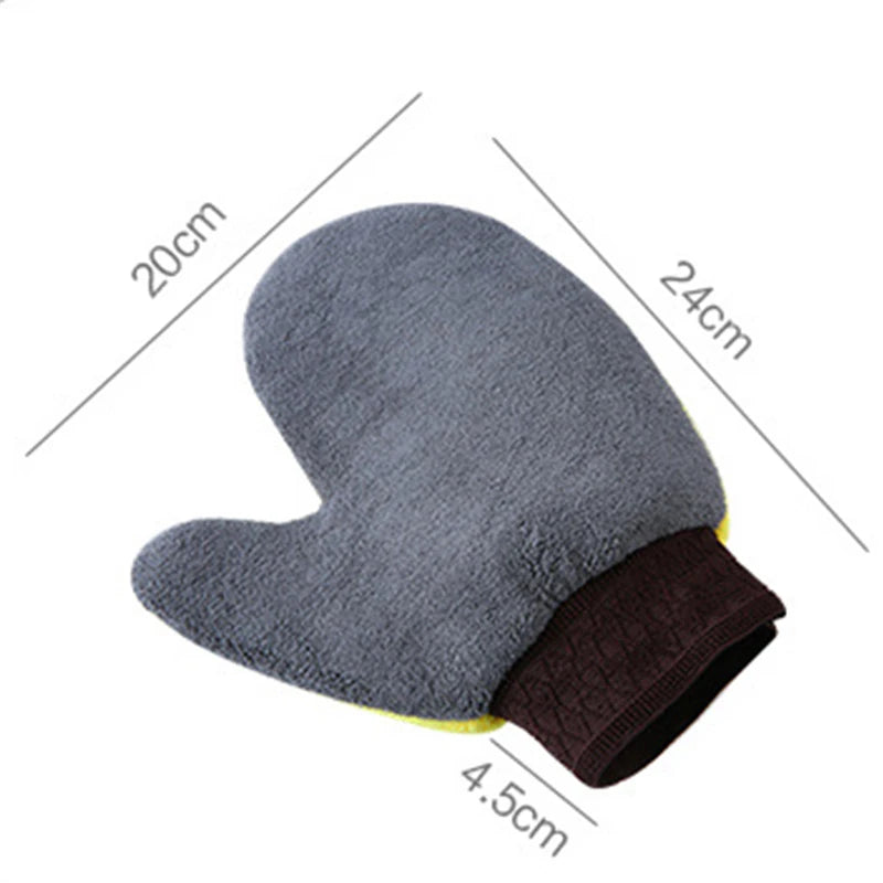 Car Wash Cleaning Glove Brush Thick Double-faced Microfiber Coral Fleece Gloves Car Cleaning Mitt Auto Wax Detailing Care Brush