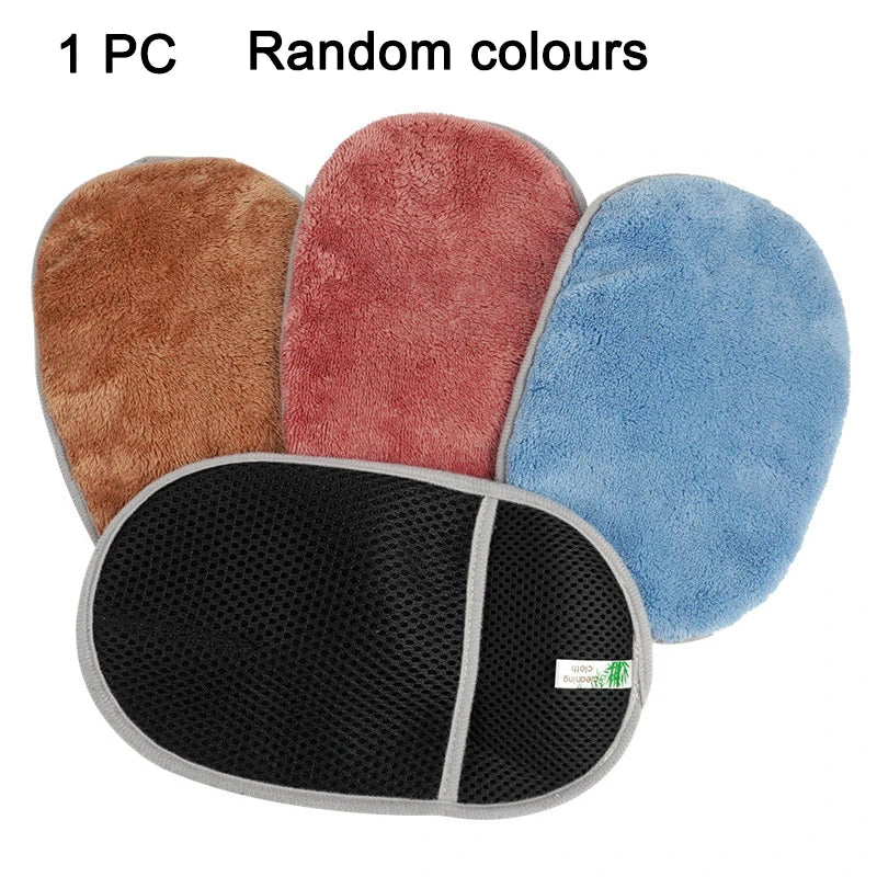 Car Wash Cleaning Glove Brush Thick Double-faced Microfiber Coral Fleece Gloves Car Cleaning Mitt Auto Wax Detailing Care Brush