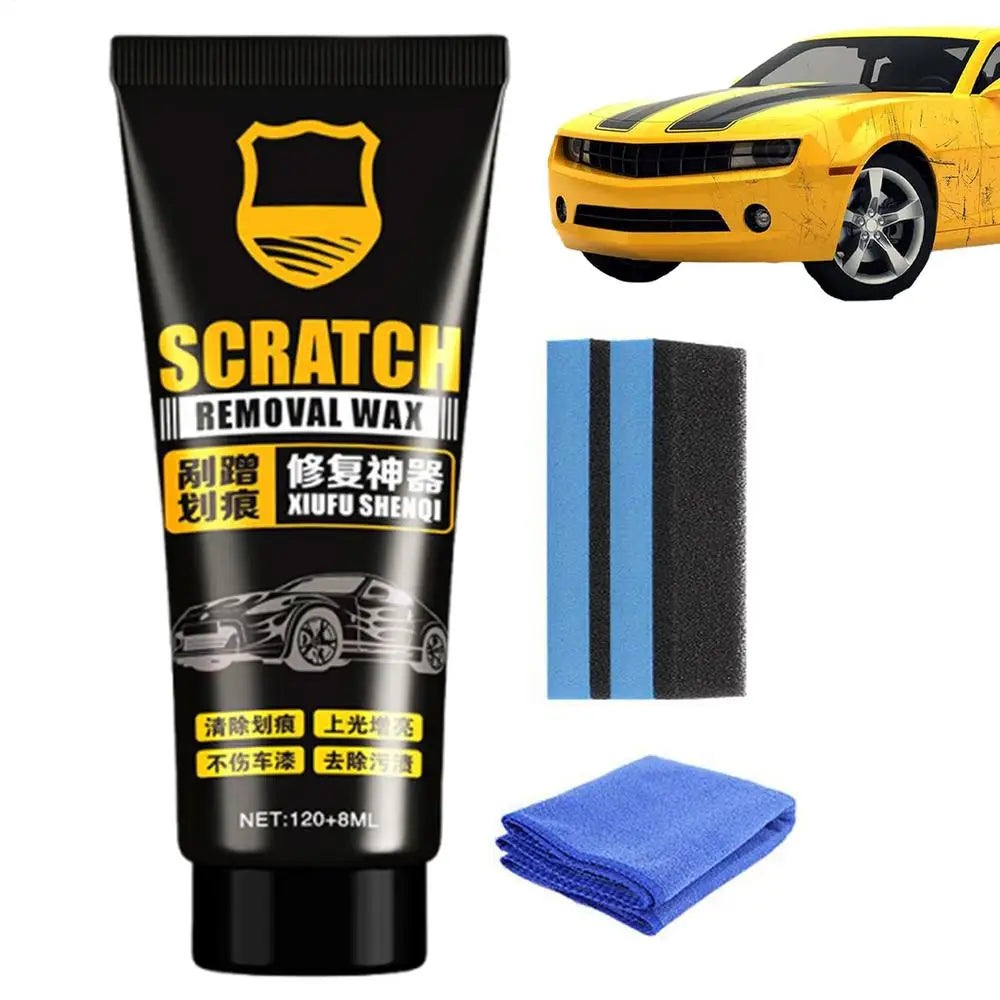 Car Scratch Remover Wax Paint Scratch Removal Wax Polishing Paste Sponge and Towel Included Sun Protection Automotive 120+8ml