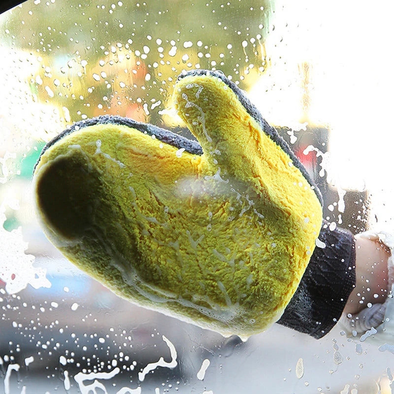 Car Wash Cleaning Glove Brush Thick Double-faced Microfiber Coral Fleece Gloves Car Cleaning Mitt Auto Wax Detailing Care Brush