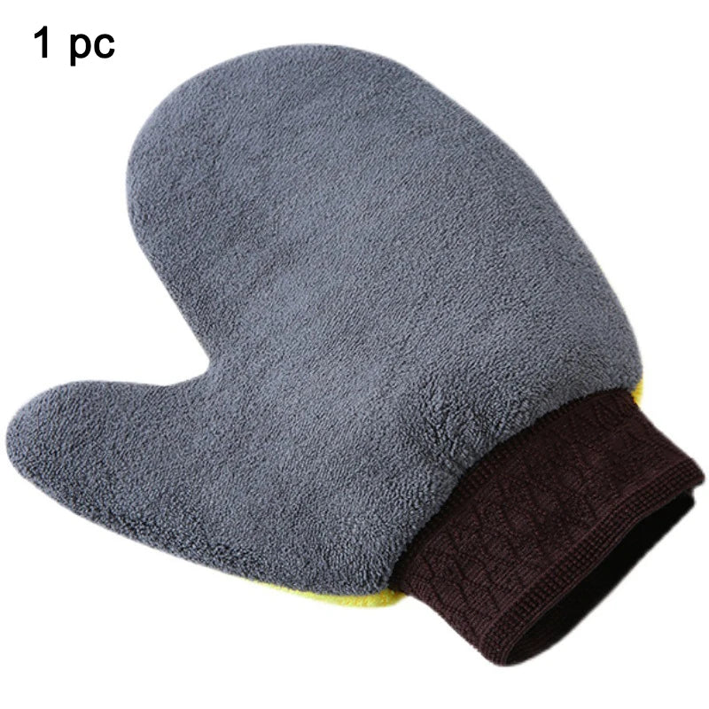 Car Wash Cleaning Glove Brush Thick Double-faced Microfiber Coral Fleece Gloves Car Cleaning Mitt Auto Wax Detailing Care Brush
